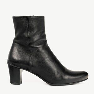 Prada Black Leather Almond-Toe Ankle Boots